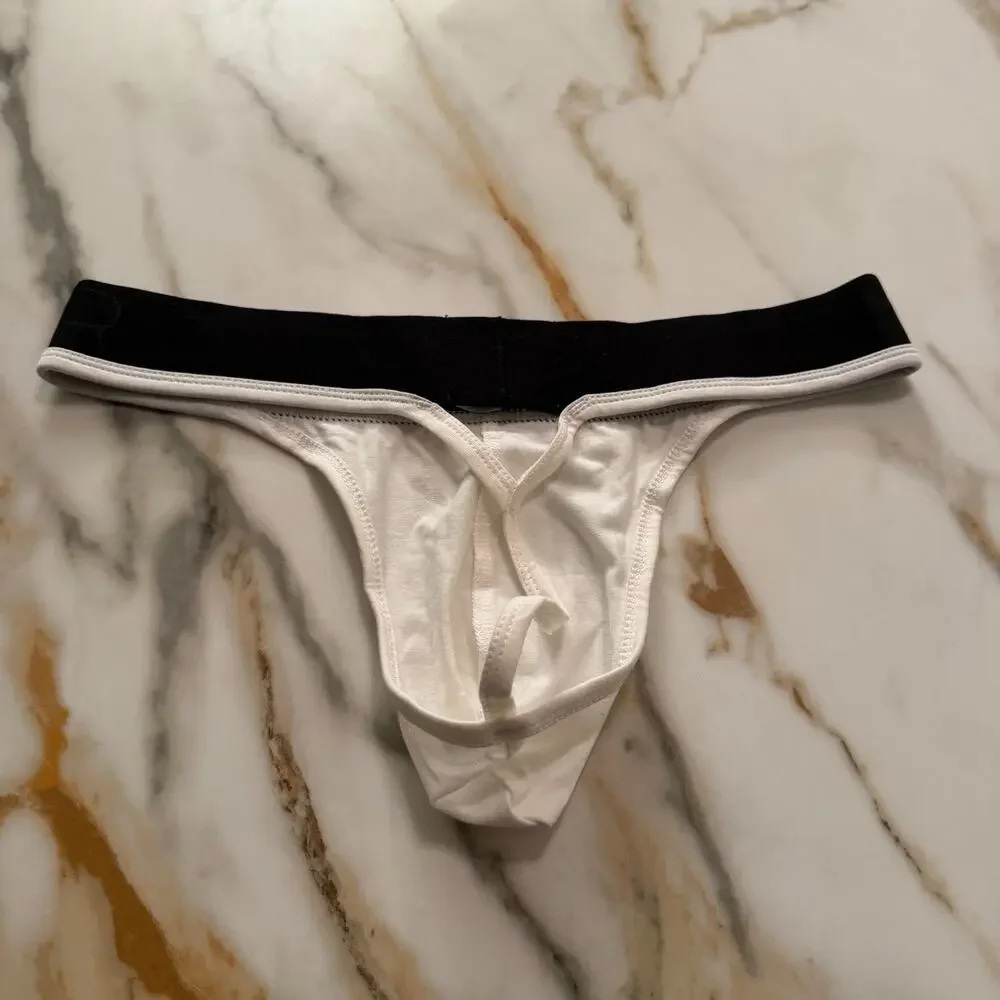 NEW Blanc Menswear Cotton BL269 Vector Thong Color White Size Medium